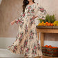 Women’s Floral Print Self Tie Platted Maxi