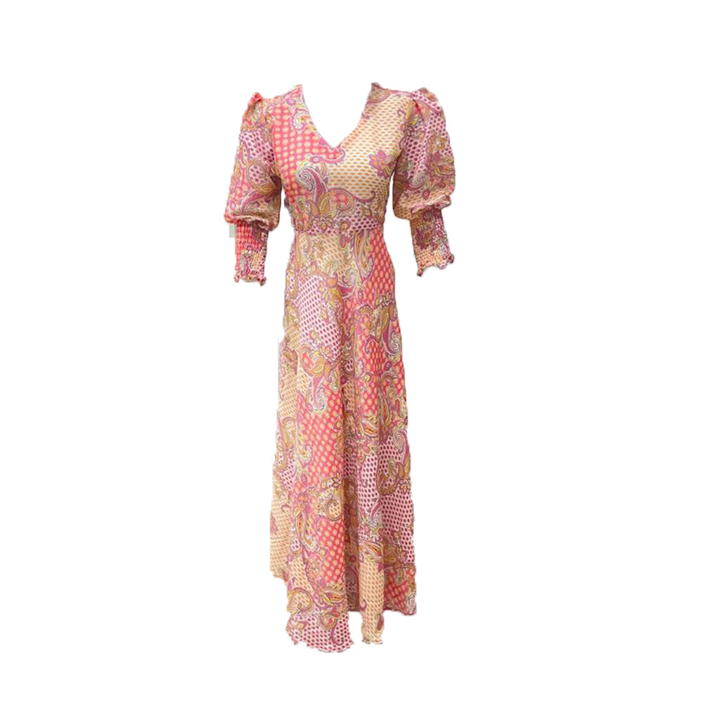 Women’s Pink Maxi Dress with Floral Print