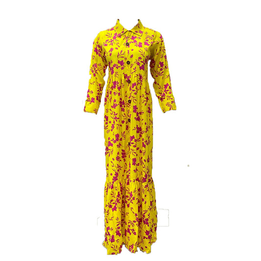 Women's Yellow Floral Maxi Dress