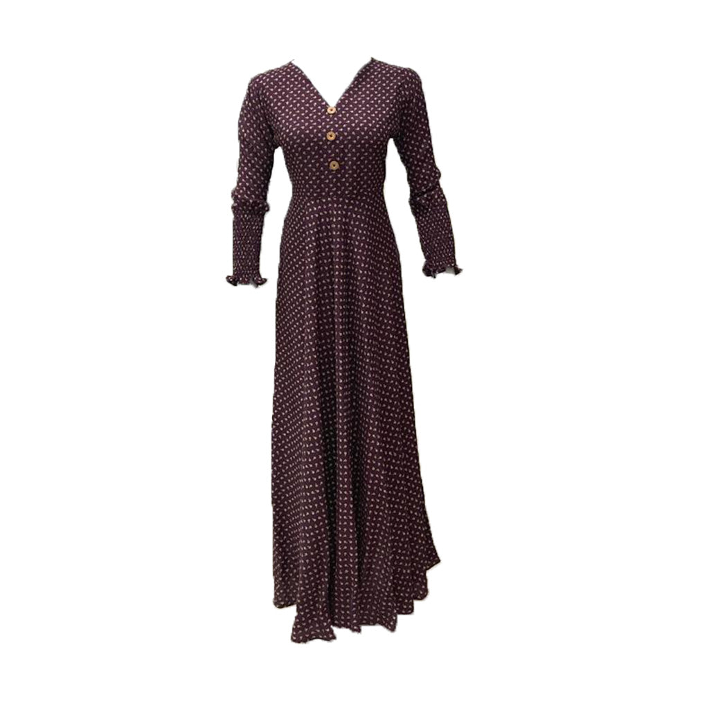 Women’s Maroon Maxi Dress with Floral Print