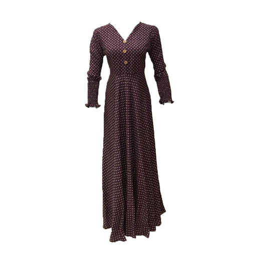 Women’s Maroon Maxi Dress with Floral Print