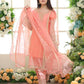 Elegant 3-Piece Pink Organza Embroidered Suit for Women – Shirt, Trouser & Dupatta