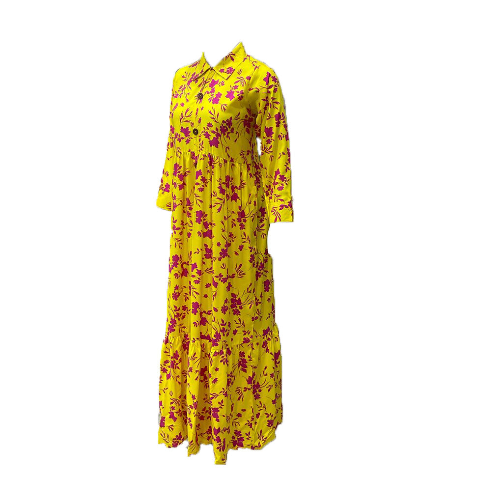 Women's Yellow Floral Maxi Dress