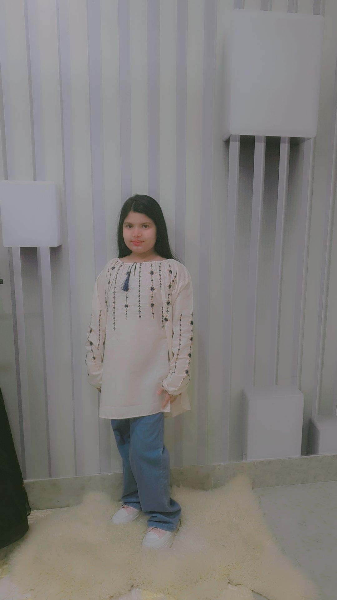 Cherrywears Luxury Stitched Baby Kurta – White