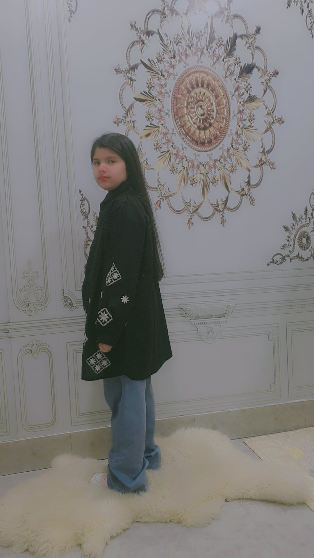 Cherrywears Luxury Stitched Baby Kurta – Black