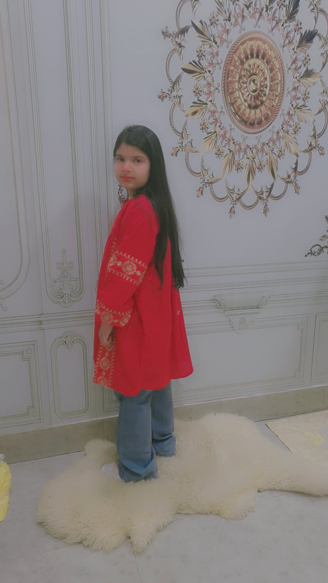 Cherrywears Luxury Stitched Baby Kurta – Red