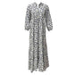 Women’s White Maxi Dress with Blue Floral Print