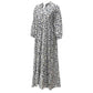 Women’s White Maxi Dress with Blue Floral Print