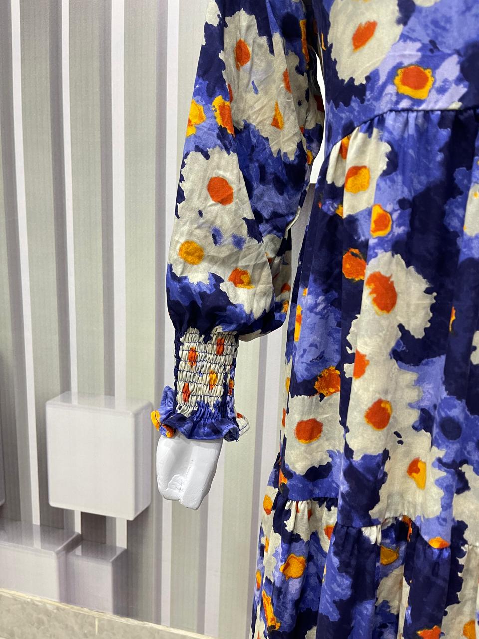 Women’s Blue Maxi Dress Floral Print