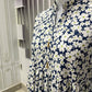 Women’s White Maxi Dress with Blue Floral Print