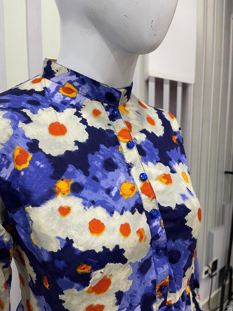 Women’s Blue Maxi Dress Floral Print
