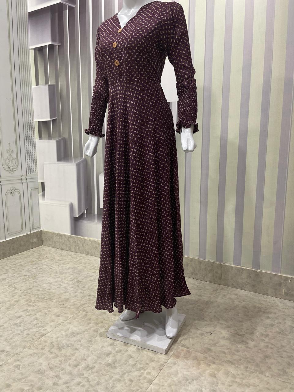 Women’s Maroon Maxi Dress with Floral Print