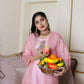 Women’s 2-Piece Pink Organza Embroidered Suit – Shirt, Plain Trouser & Frock