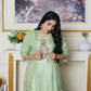 Women’s 2-Piece Green Organza Embroidered Suit – Shirt & Trouser