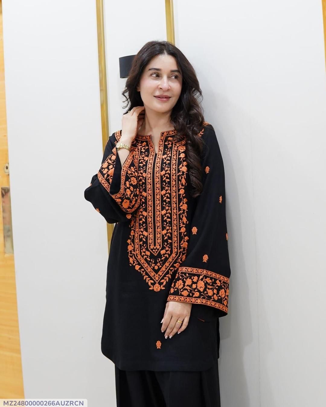 Black Womens Stitched Embriodered 2 Pcs