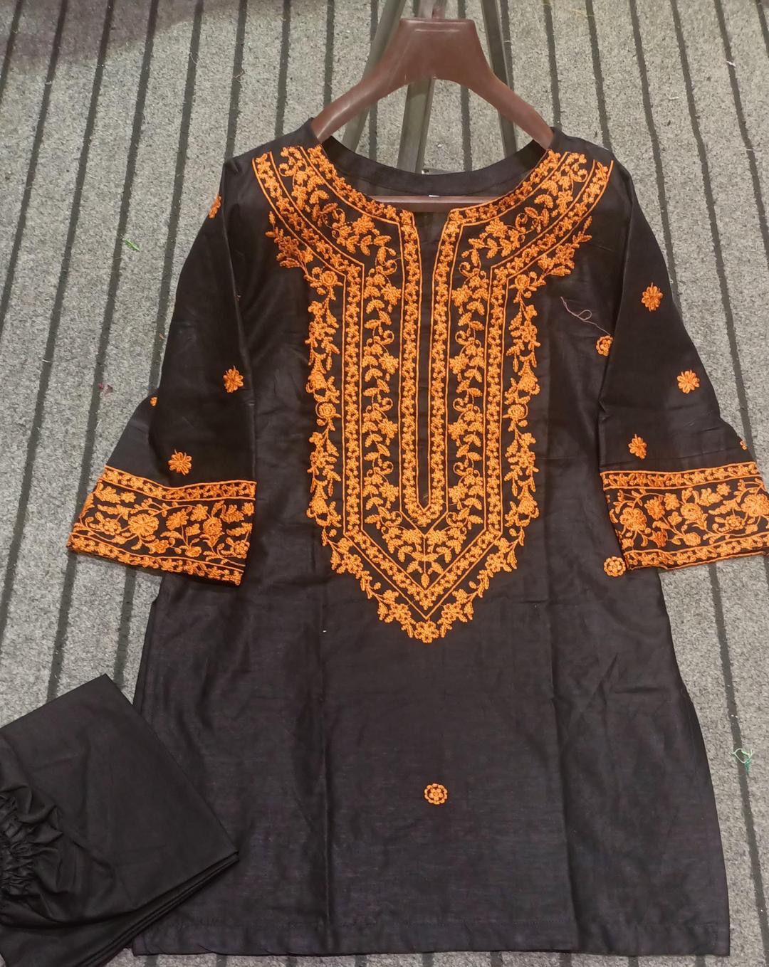 Black Womens Stitched Embriodered 2 Pcs