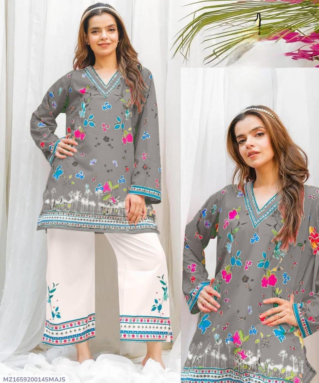Women’s Swiss Lawn Printed 2-Piece Suit | Premium Digital Print Shirt & Trouser Set