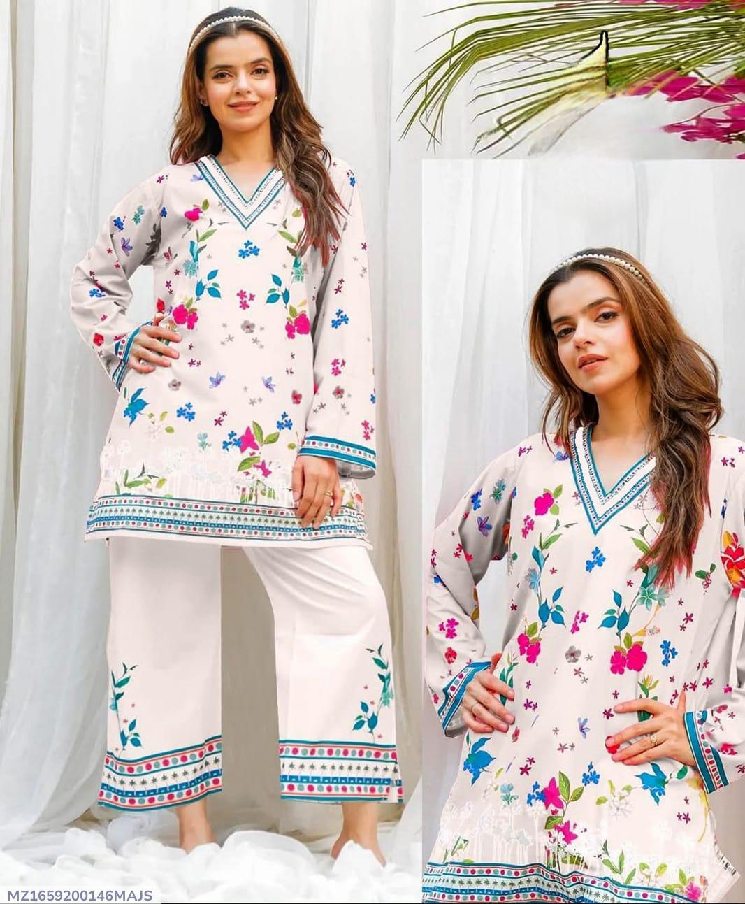 Women’s Premium Swiss Lawn Printed 2-Piece Suit | Digital Print Shirt & Trouser Set