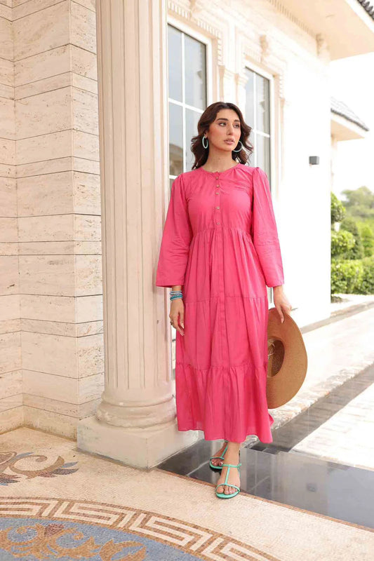 Plain Maxi Dress -Pinky