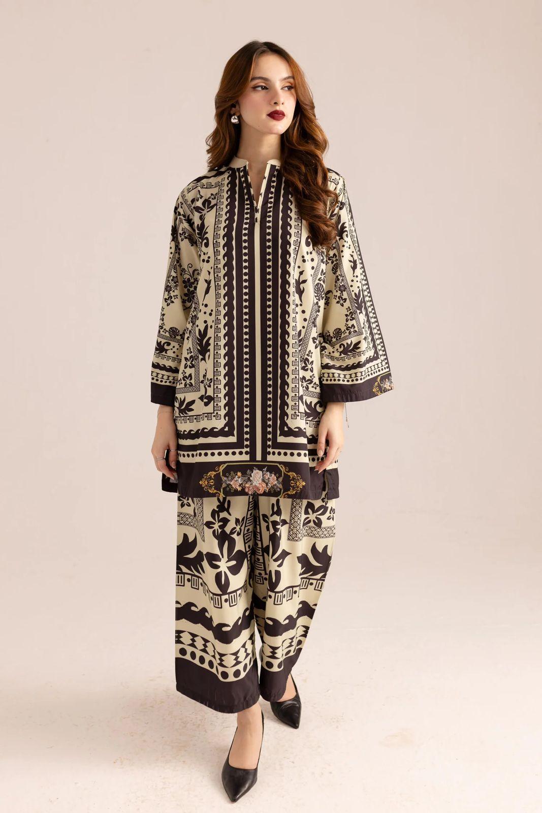 Stylish Women's Stitched Printed Shirt And Trouser Set - 2 Pcs