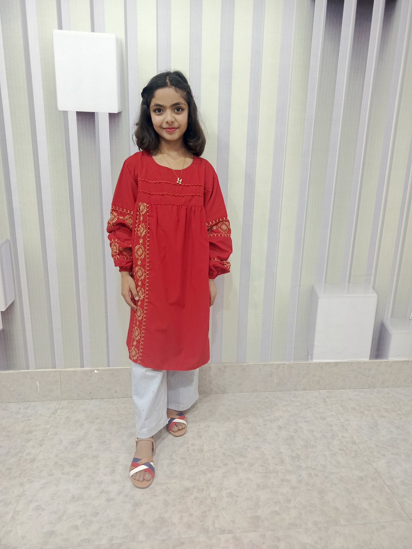 Cherrywears Luxury Stitched Baby Kurta – Red