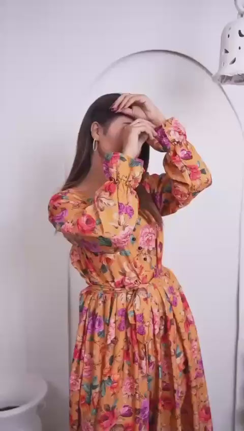Women's Printed Swiss Lawn Frock – 1-Piece Long Dress | Elegant & Comfortable