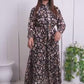 Elegant Printed Chiffon Frock – Round Neck, Standard Size – 1 Pc Long Dress for Women