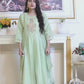 Women’s 2-Piece Green Organza Embroidered Suit – Shirt & Trouser