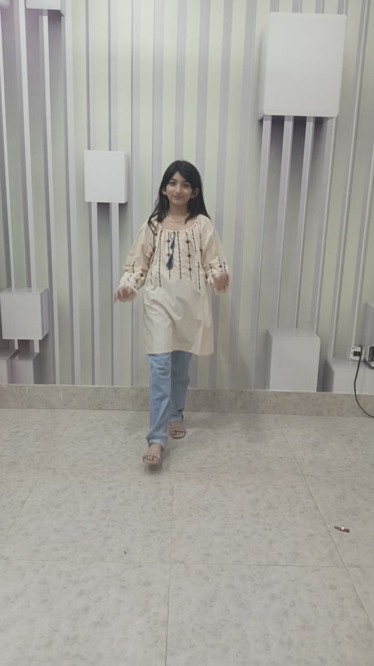 Cherrywears Luxury Stitched Baby Kurta – White